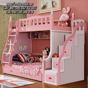 Tempat Tidur Tingkat Anak Perempuan Warna Pink