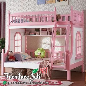 Tempat Tidur Anak Perempuan Tingkat Warna Pink